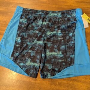 All in Motion Blue and Black Swim Trunks Quick-Dry